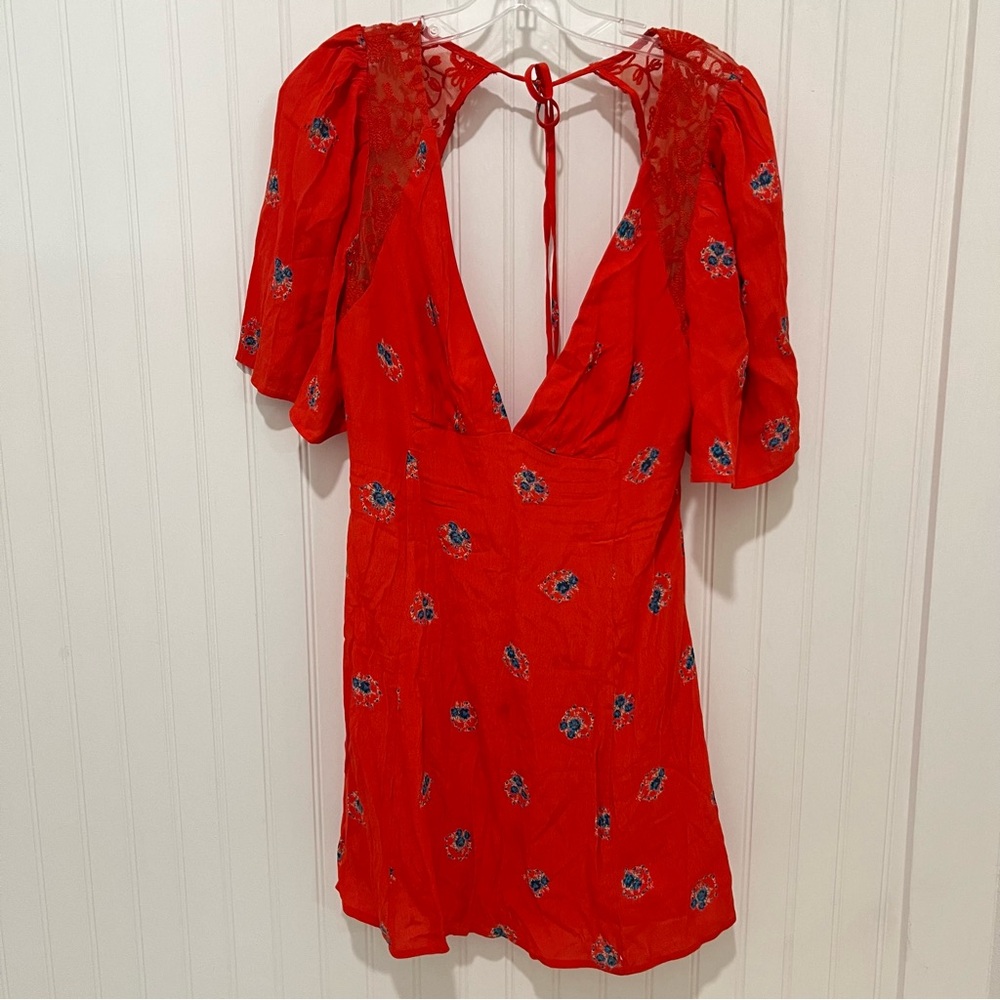 Free People Mockingbird Dress 6 Mini Red